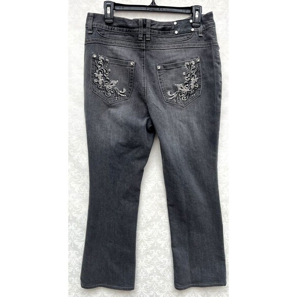 Style & Co Jeans Womens 10 Gray Barely Bootcut Tummy Control Jeweled Pockets - Picture 2 of 15
